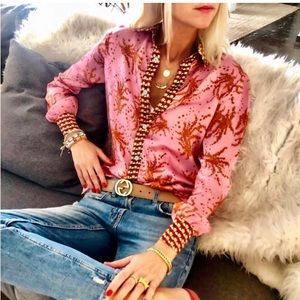 NWT Women's Small Pink Printed Blouse